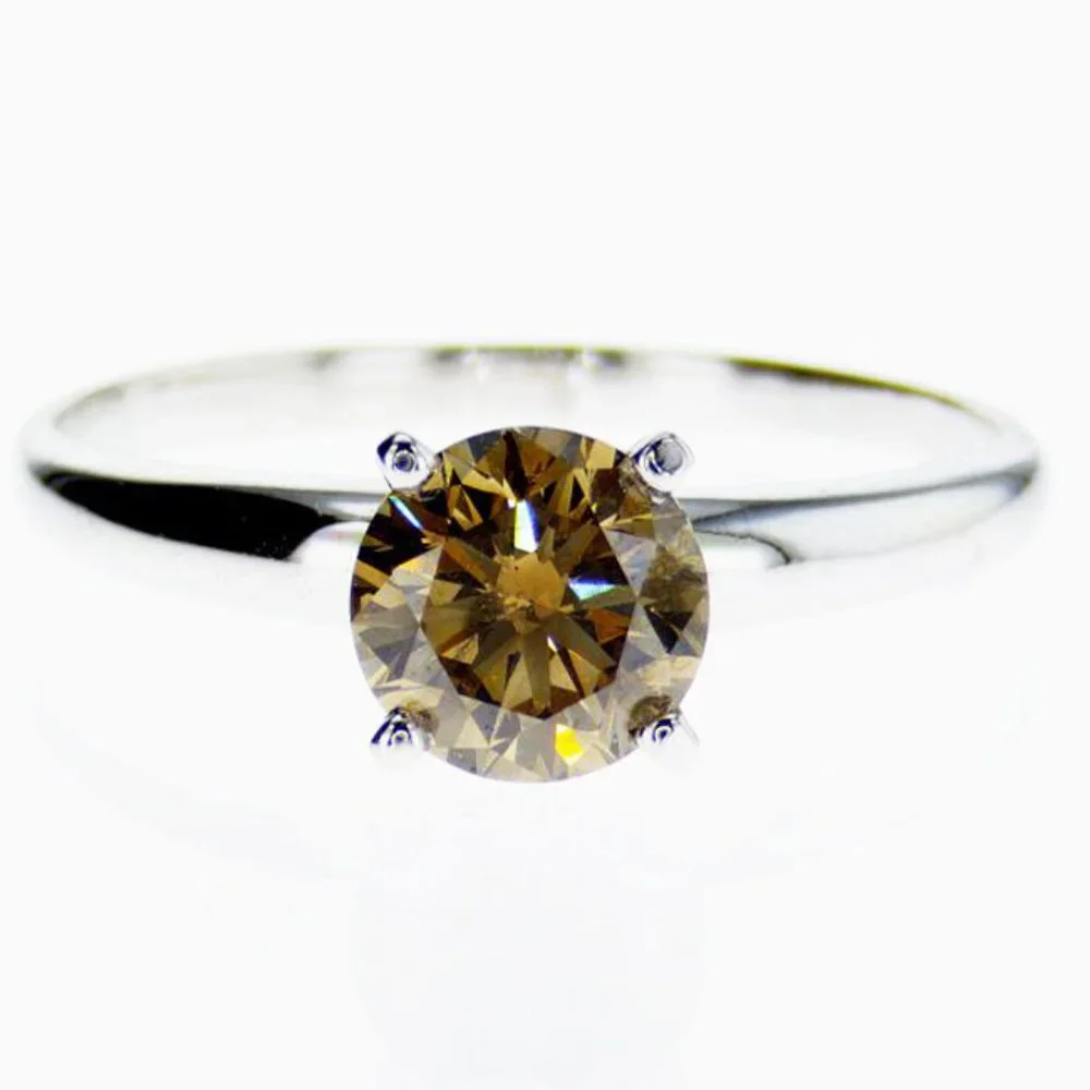 Solitaire Diamond Engagement Ring Champagne 1.10CT - Picture 1 of 5